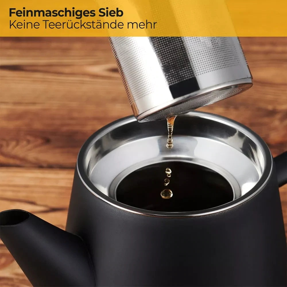 Silberthal Teekanne 1l mit Siebeinsatz aus Edelstahl - Doppelwandig