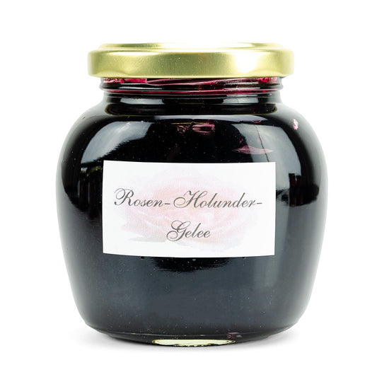 Rosengelee mit Holunder - Kaffeekontor Friedrichstadt